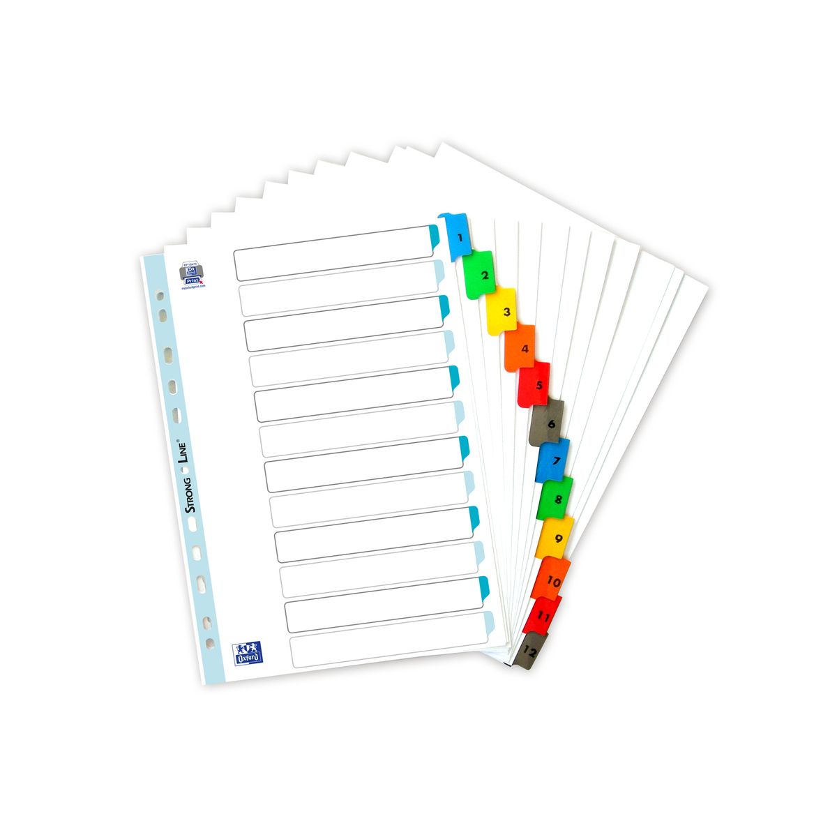 Przekładka numeryczna Oxford Mylar A4 mix kolorów 170g 12k 1-12 [mm:] 210x297 (100204616)