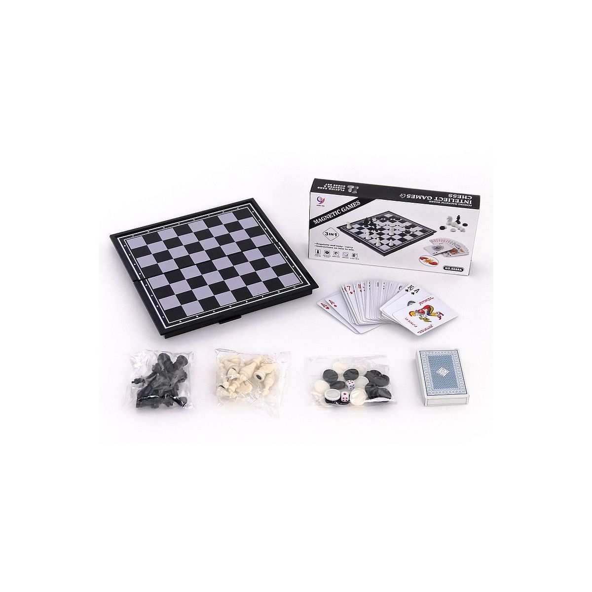 Gra logiczna Adar szachy magnet.,warcaby i karty (493643)