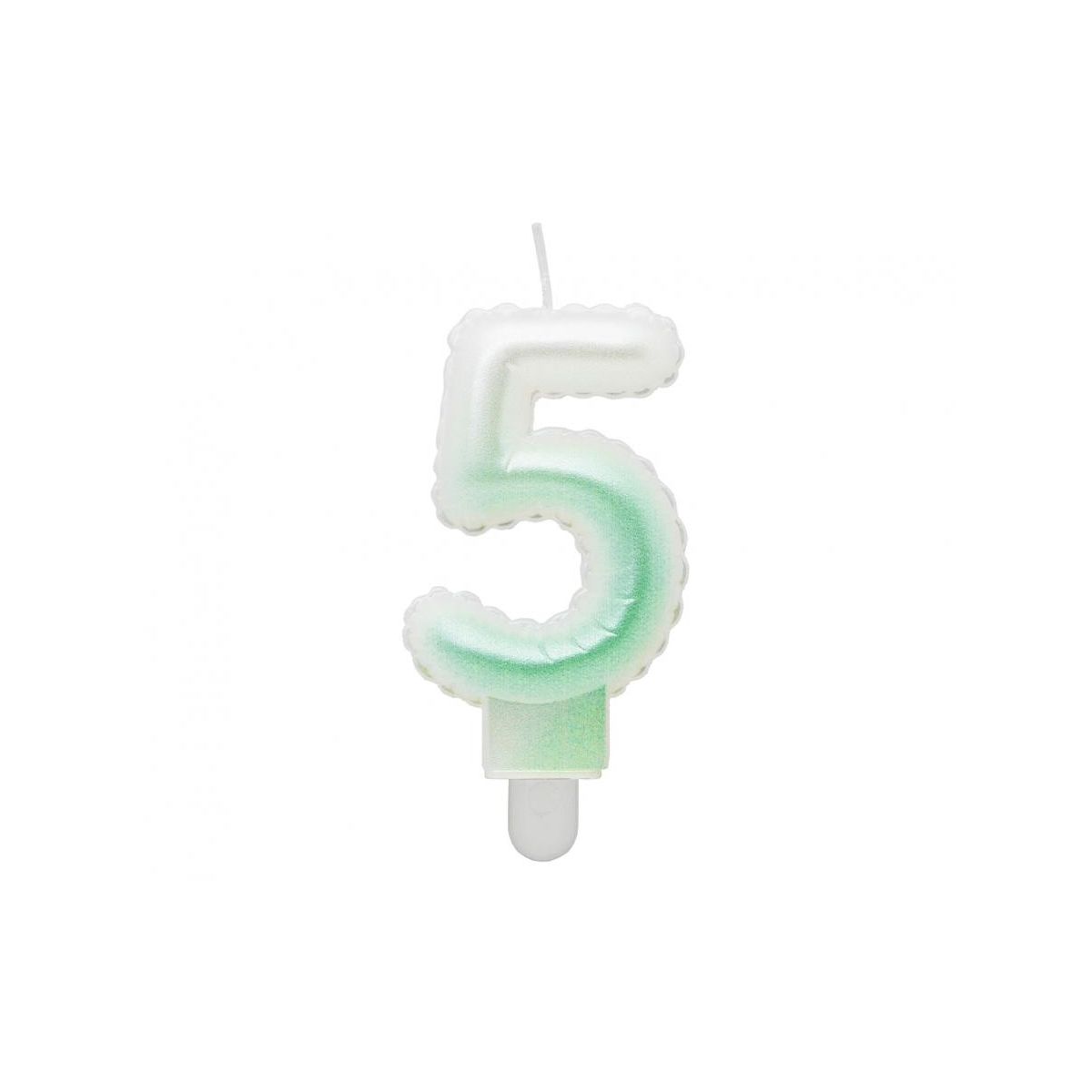 Świeczka urodzinowa cyferka 5, ombre, perłowa biało-zielona, 7 cm Godan (SF-PBZ5)