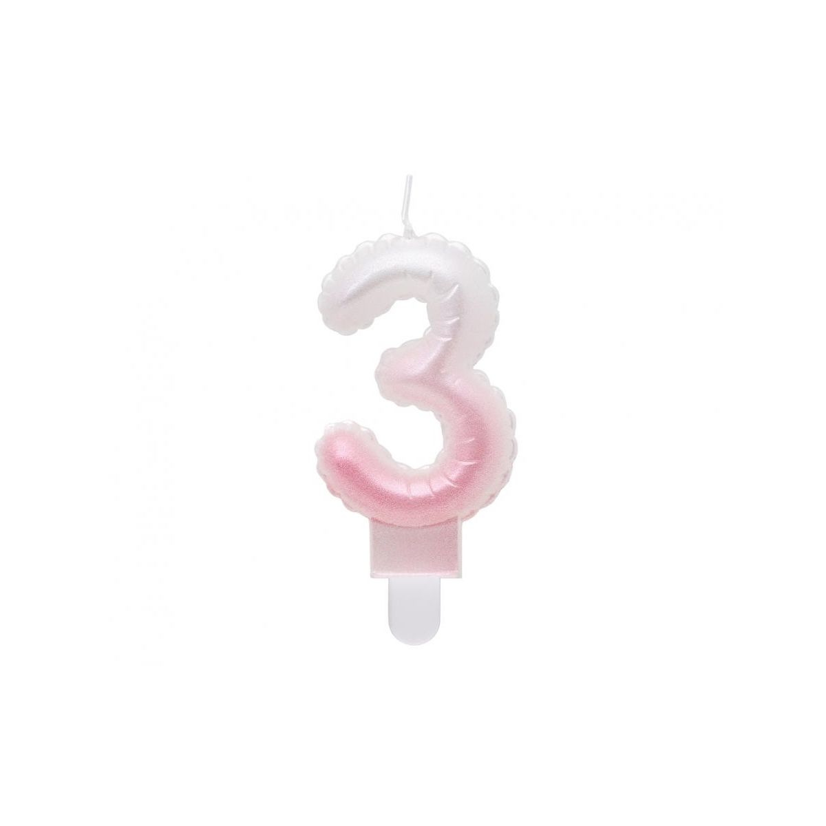 Świeczka urodzinowa cyferka 3, ombre, perłowa biało-różowa, 7 cm Godan (SF-PBR3)