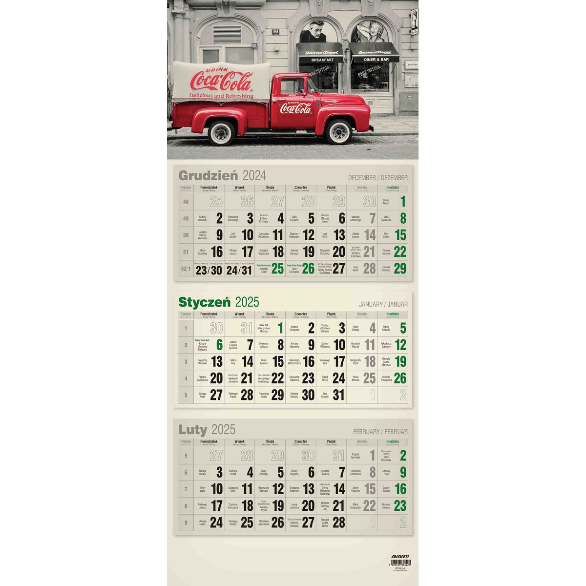 Kalendarz ścienny mix PŁASKI 310mm x 680mm Avanti (KTT-2)