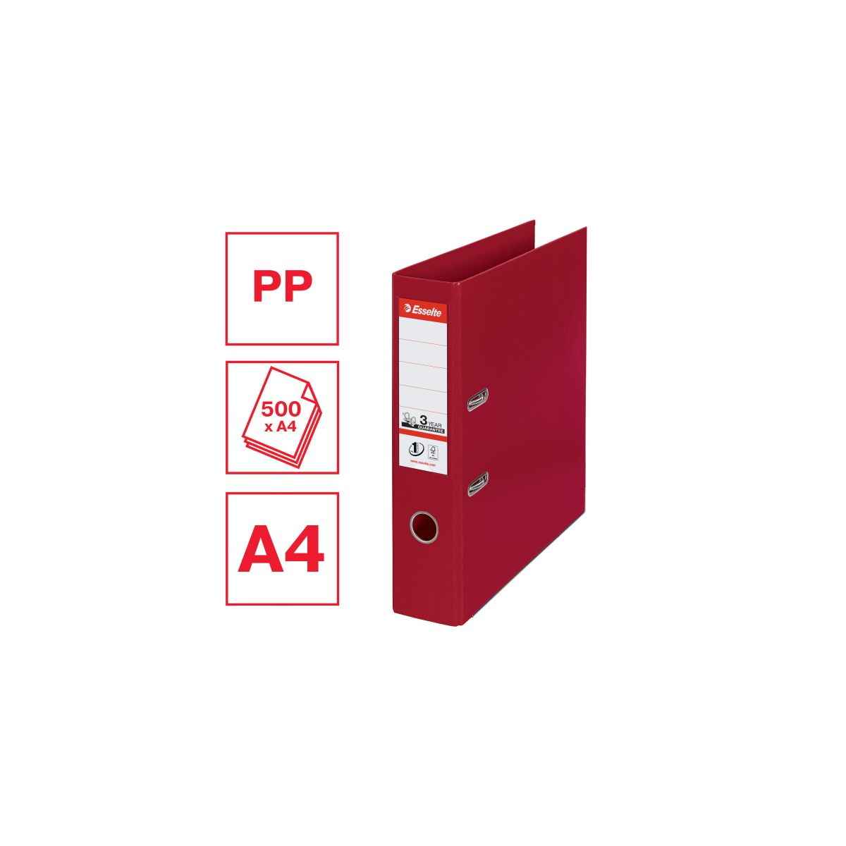 Segregator dźwigniowy Esselte No.1 Power A4 75mm bordowy (811510)