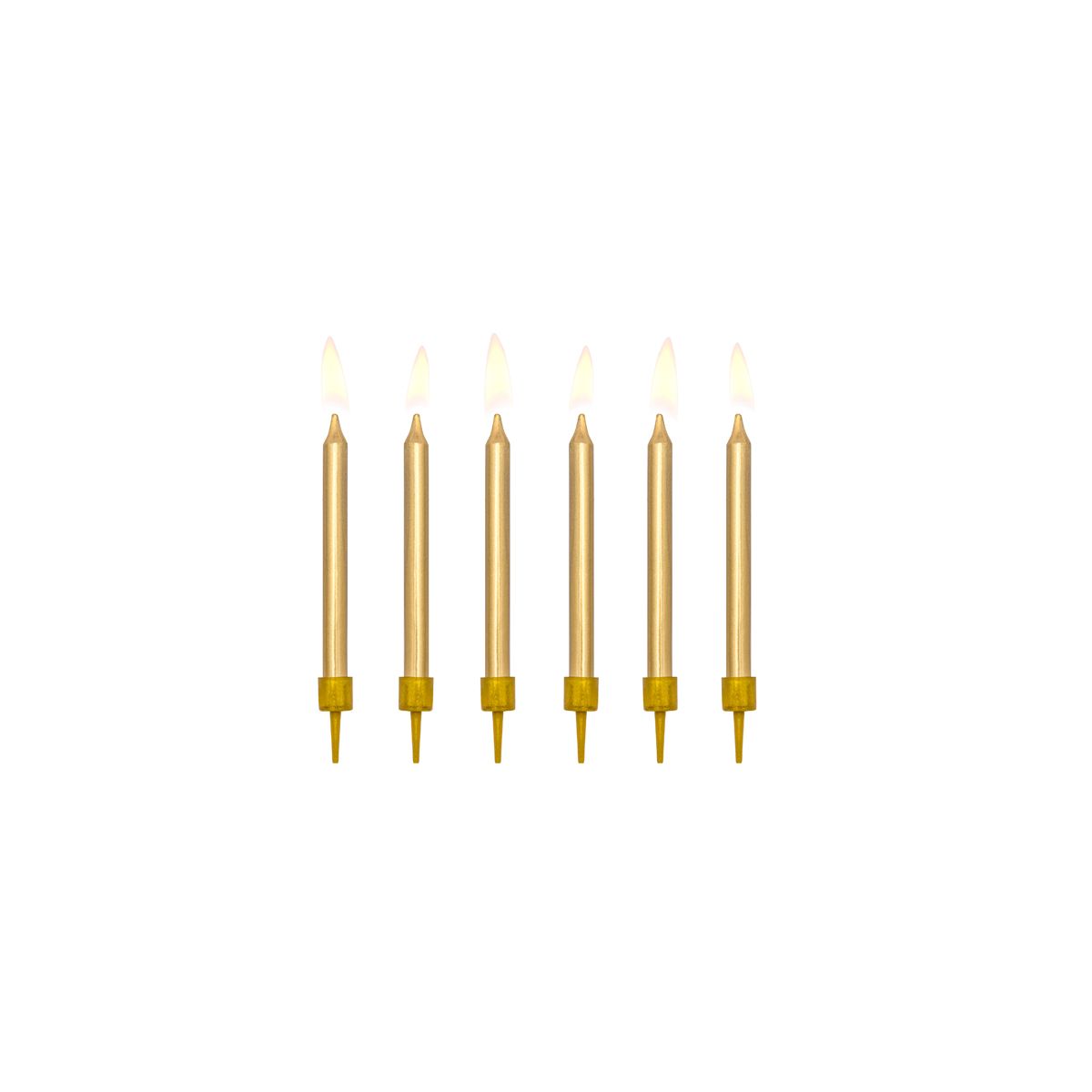 Świeczka urodzinowa gładkie w kolorze złotym metalizowanym 6cm/6szt. Partydeco (SCP-10-019ME)