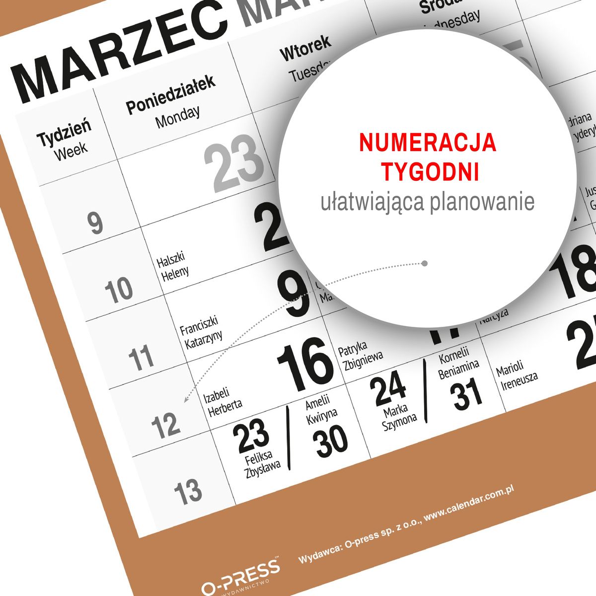 Kalendarz ścienny (401000) k:2915-377 PLAŻA 310mm x 790mm Press