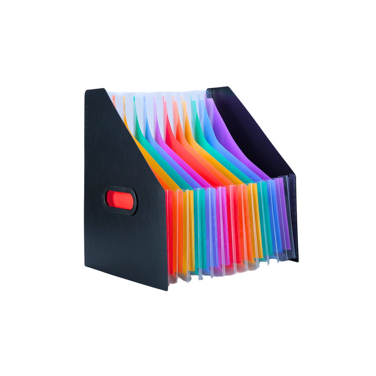 Teczka z przegródkami Pionowa Teczka Organizer Na Dokumenty Kolorowe Zakładki Kieszenie Czarna A4 A4 Lean (20217)