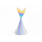 Czapka party Syrenka, opalizujący, 18cm srebrna papier Partydeco (CPP19-017)