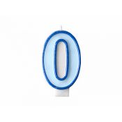 Świeczka urodzinowa Cyferka 0 w kolorze niebieskim 7 centymetrów Partydeco (SCU1-0-001)