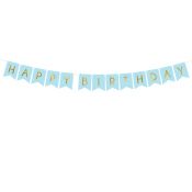 Girlanda Baner Happy Birthday, j. niebieski, 15 x 175 cm Partydeco (GRL57-001J)