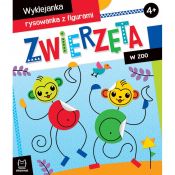 Książeczka edukacyjna Aksjomat Zwierzęta w zoo. Wyklejanka, rysowanka z figurami 4+