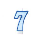 Świeczka urodzinowa Cyferka 7 w kolorze niebieskim 7 centymetrów Partydeco (SCU1-7-001)