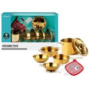 Naczynia zestaw metalowych garnków, złote Adar (62227)