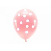 Balon gumowy Partydeco Kropki różowy 330mm (ECO33P-202-081J-6)