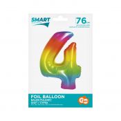 Balon foliowy Godan Smart cyfra 4 tęcza 76cm (CH-STC4)