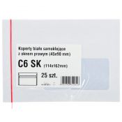 Koperta C6 biała okno prawe [mm:] 114x162 WZ Eurocopert (b15d15) 25 sztuk