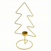 Świecznik choinka tealight metal  złoty 33cm Home And Garden (0127)