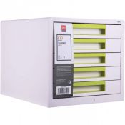 Pojemnik z szufladami 5 szuflad biało-zielony 5 szuflad Deli (EZ01053)