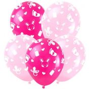 Balon gumowy Arpex baby shower róż 5szt. różowa 280mm (K2695)