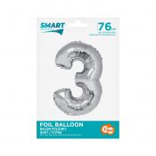 Balon foliowy Godan Smart cyfra 3 srebrna 76cm (CH-SSR3)