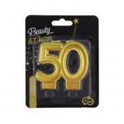 Świeczka urodzinowa cyferka 50 w kolorze złotym Godan (PF-SCZ50)