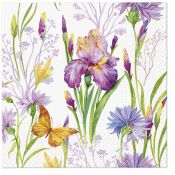 Serwetki Tete Iris with Butterfly mix nadruk bibuła [mm:] 330x330 Paw (TL121200)