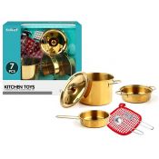Naczynia zestaw metalowych garnków, złote Adar (622234)