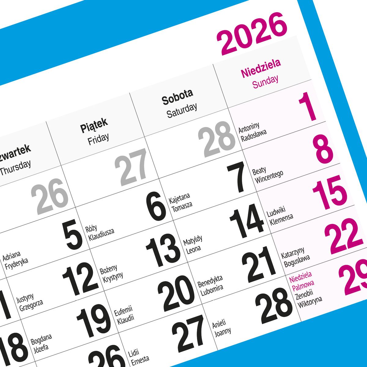 Kalendarz ścienny WIDOK 310mm x 790mm Press