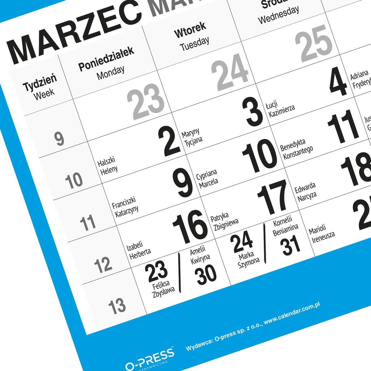 Kalendarz ścienny WIDOK 310mm x 790mm Press