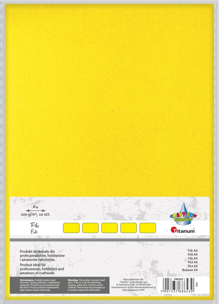 Filc Craft-Fun Series A4 kolor: cytrynowy 10 ark. Titanum (089)