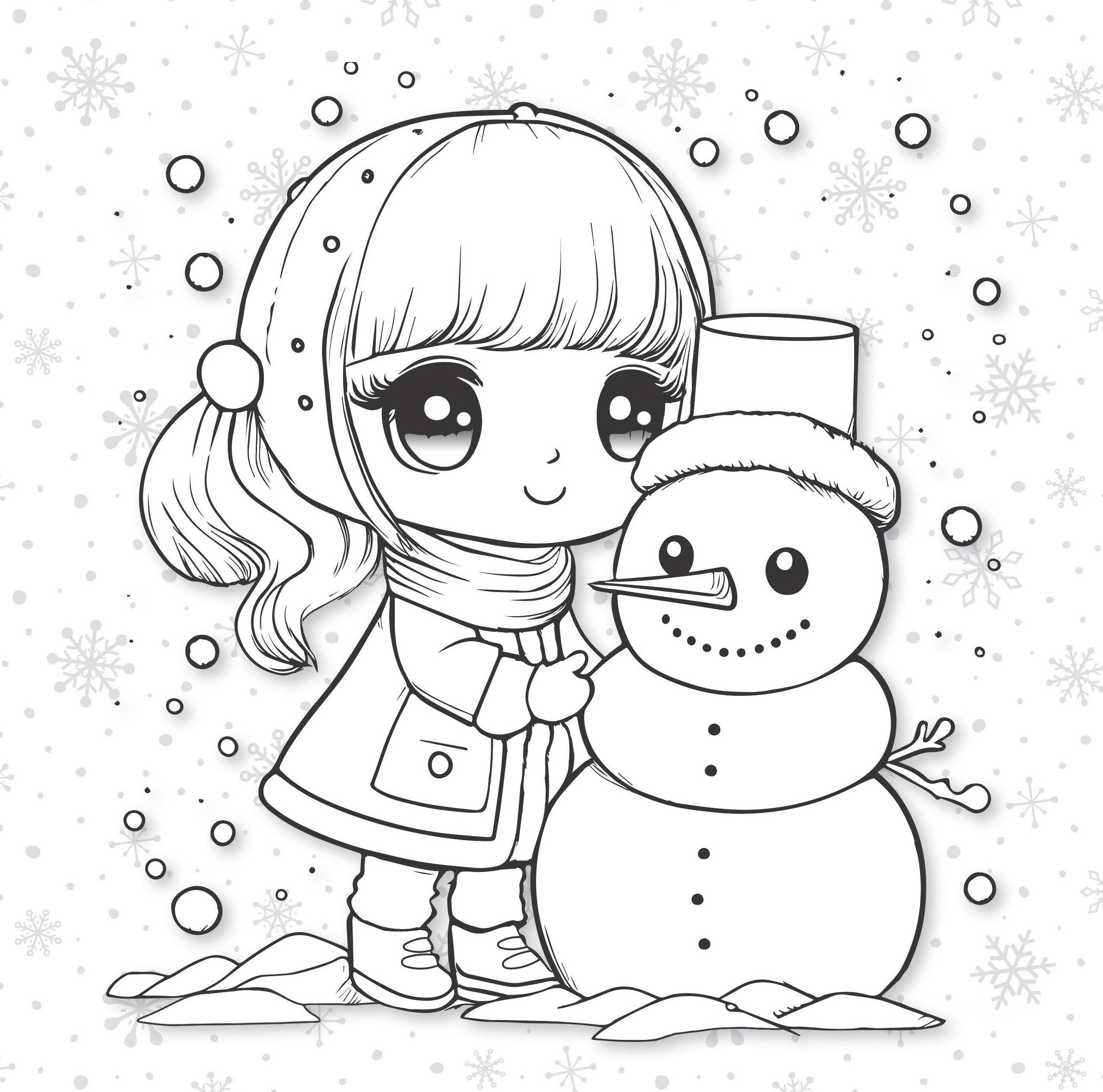 Kolorowanka Sypie śnieg 3D