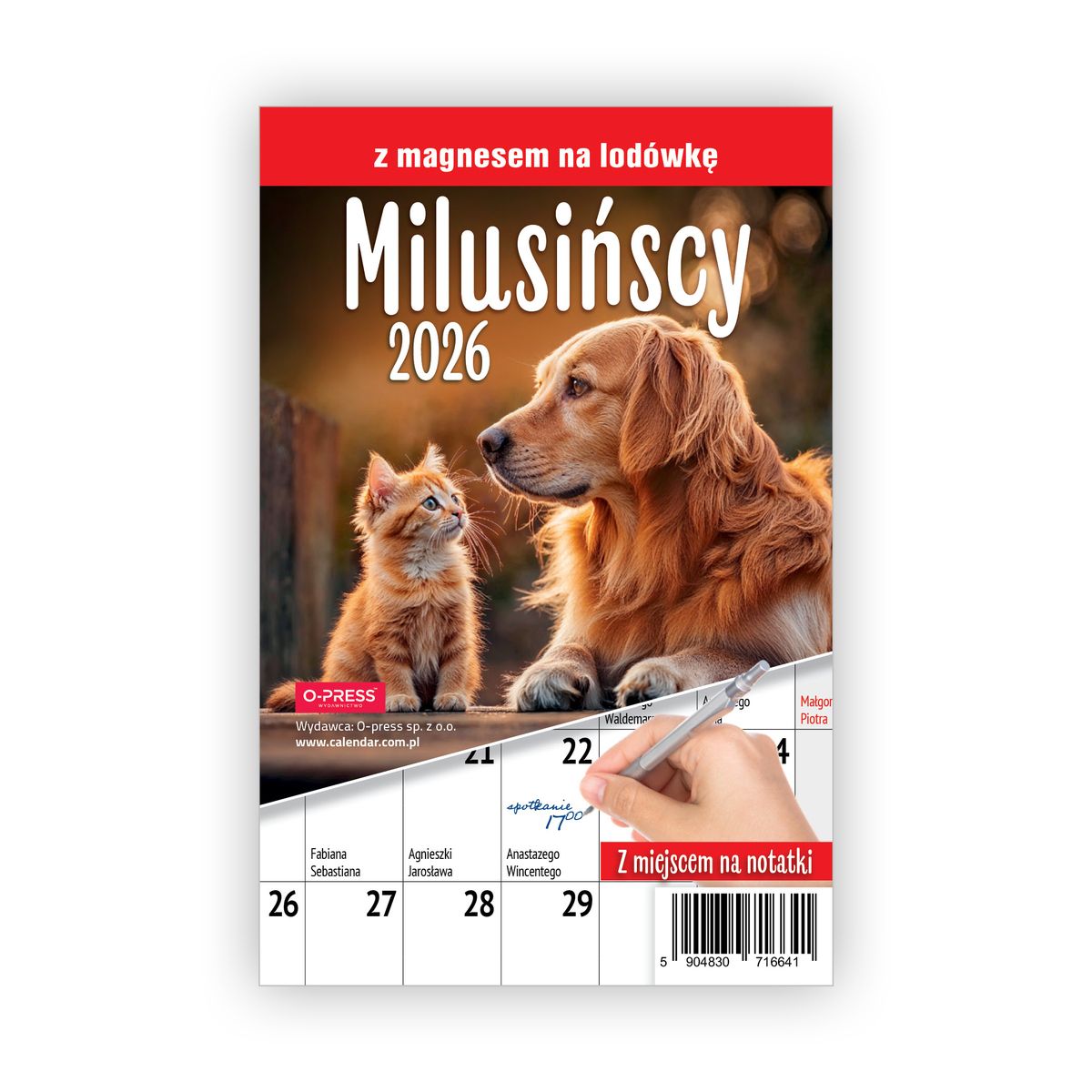 Kalendarz ścienny na lodówkę z magnesem 137mm x 210mm Press (MILUSIŃSCY)