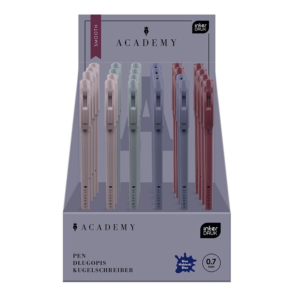 Długopis standardowy SMOOTH ACADEMY z gripem niebieski Interdruk (automatyczny)