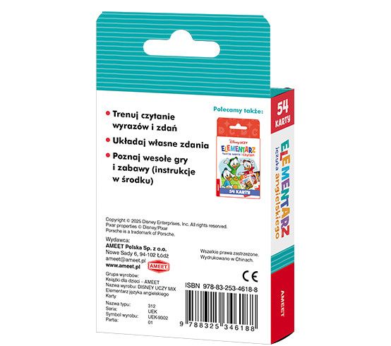 Książeczka edukacyjna Ameet Disney Uczy. Elementarz języka angielskiego. Karty (UEK 9302)