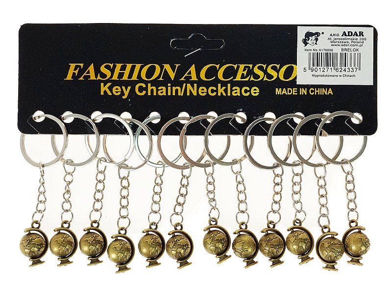 Brelok metalowy globus karta 12szt. Adar (624337)