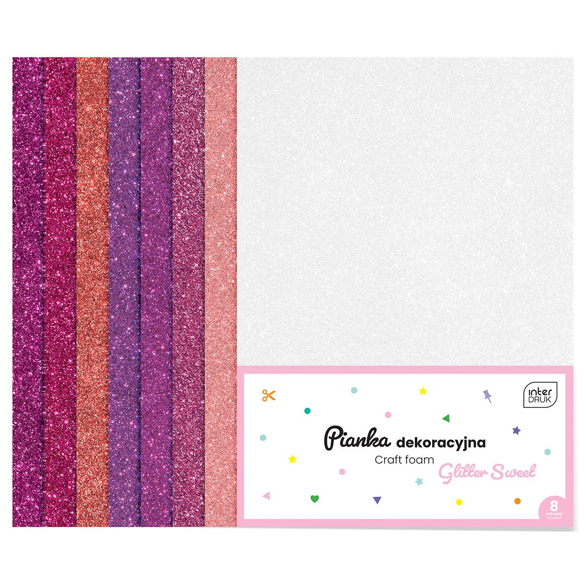 Arkusz piankowy pianka dekoracyjna NC-018 kolor: mix 8 ark. Interdruk (IPIANC018)