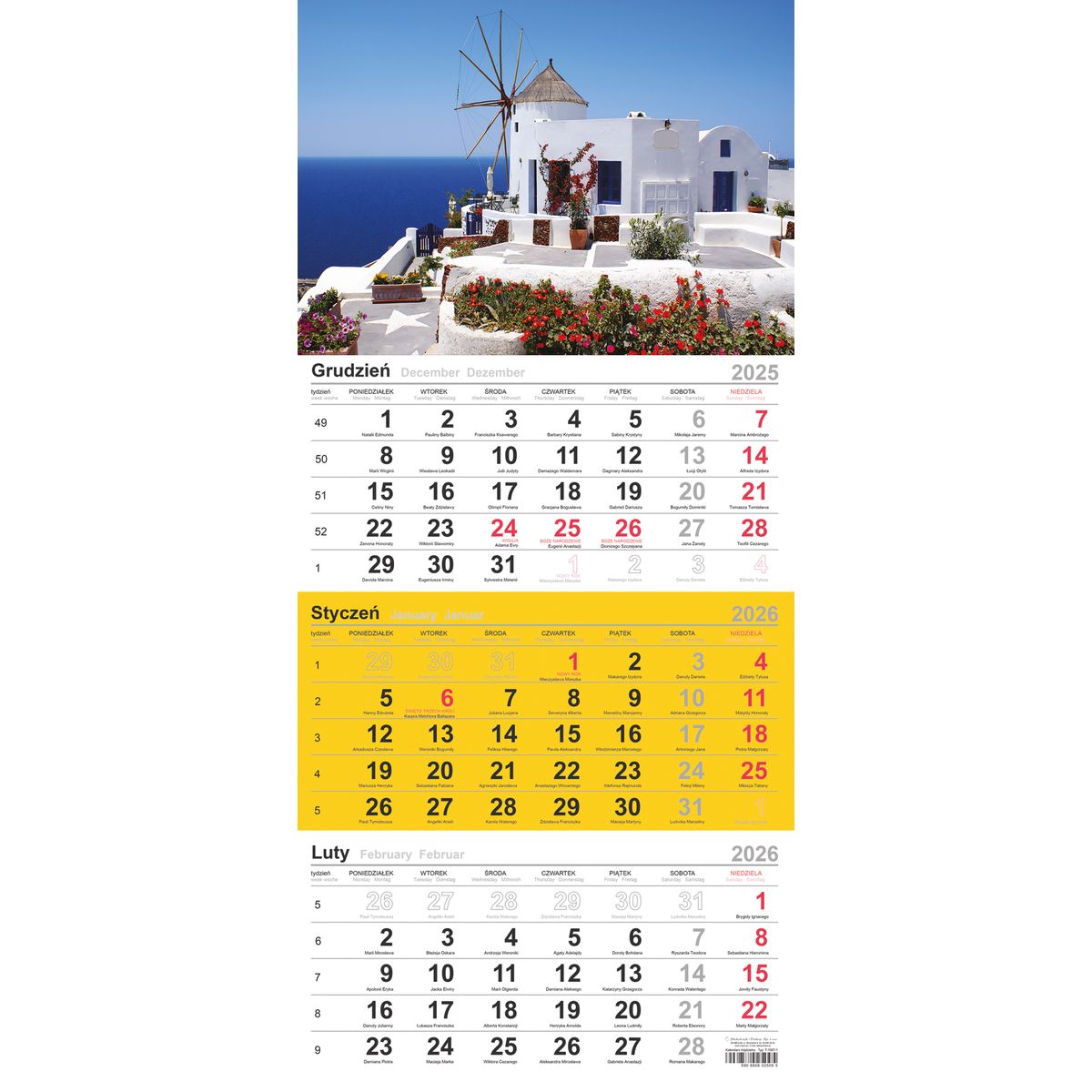 Kalendarz ścienny trójdzielny 288mm x 622mm Michalczyk i Prokop (T-106T-05)