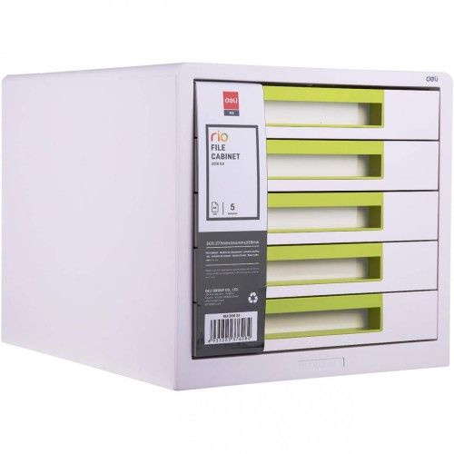 Pojemnik z szufladami 5 szuflad biało-zielony 5 szuflad Deli (EZ01053)