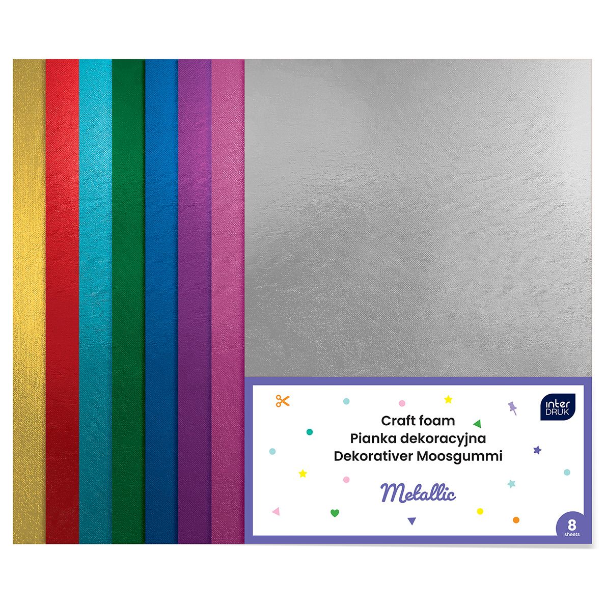 Arkusz piankowy pianka dekoracyjna NC-012 kolor: mix 8 ark. Interdruk (IPIANC012)