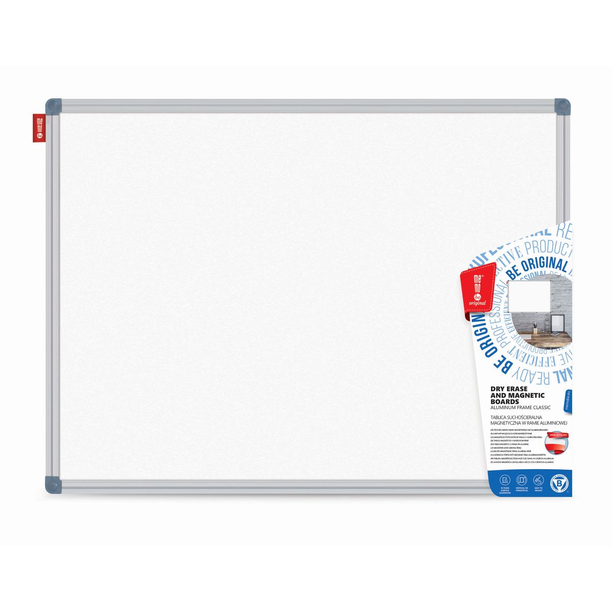 Tablica suchościeralno-magnetyczna Memoboards 80 x 60 cm w ramie aluminiowej Classic
