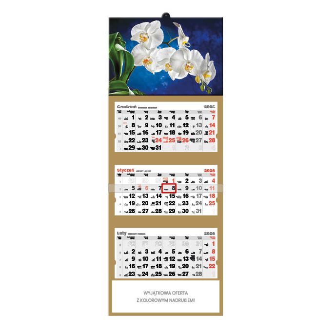 Kalendarz ścienny Orchidea TRÓJDZIELNY Jotan (T45)