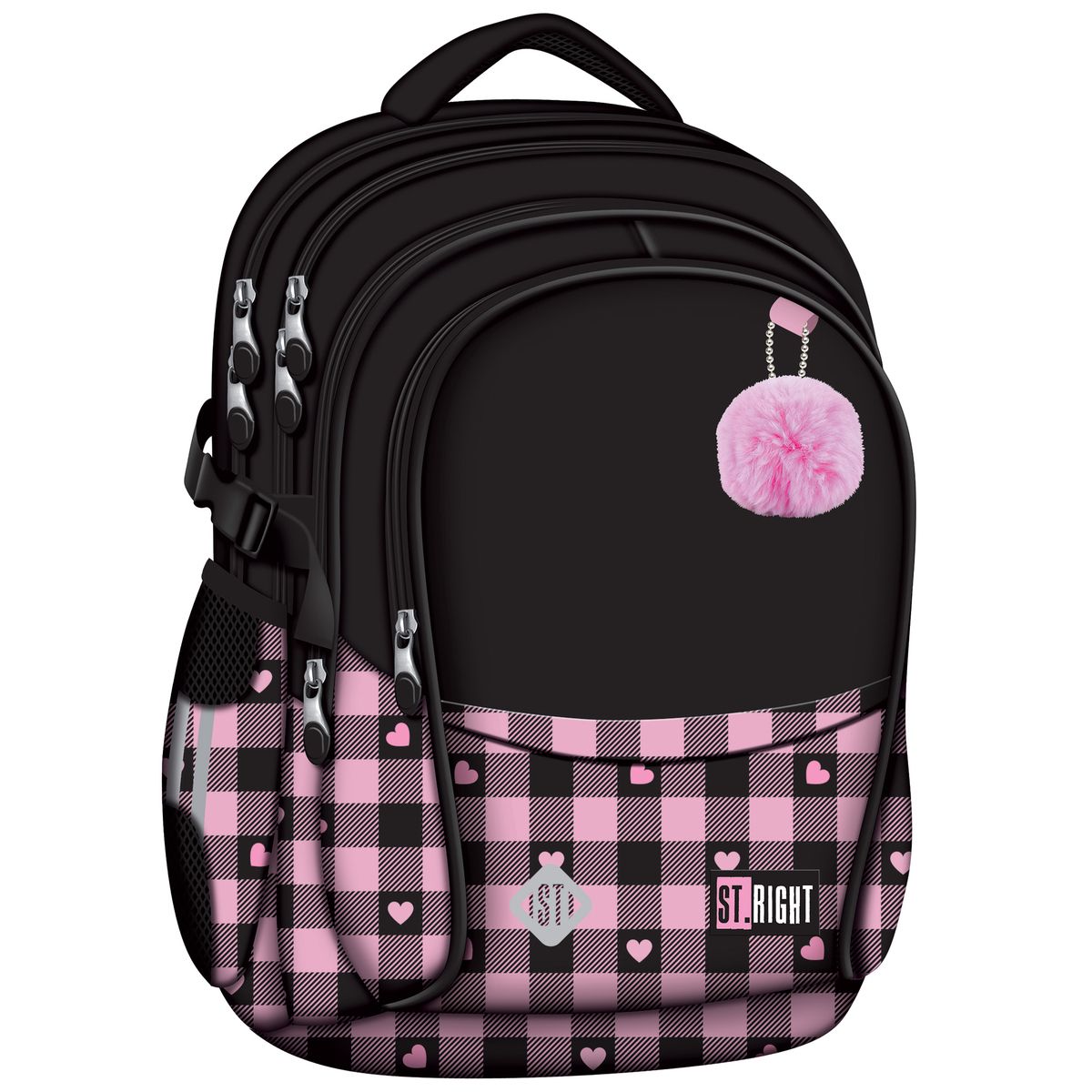 Plecak PINK CHECKERED 4-KOMORY St.Right (BP-01)