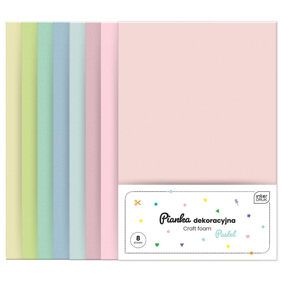 Arkusz piankowy pianka dekoracyjna Pastel kolor: mix 8 ark. Interdruk (IPIANC-020)