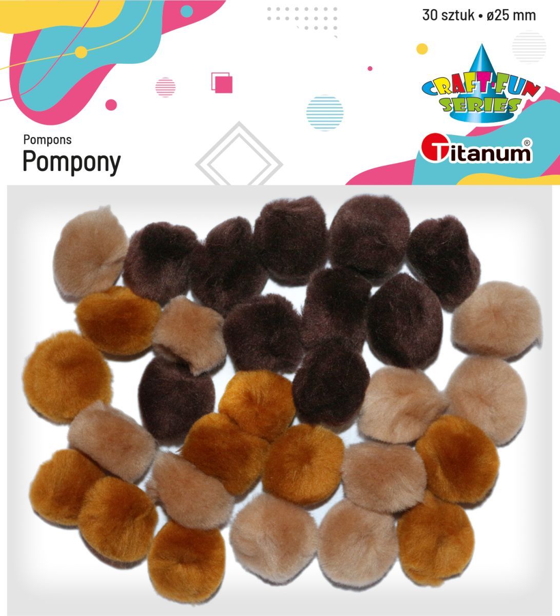 Pompony Craft-Fun Series akrylowe brązowy 30 szt Titanum (115 20 018)