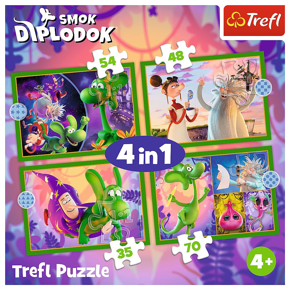 Puzzle Trefl Świat Smoka Diplodoka 4w1 el. (34663)