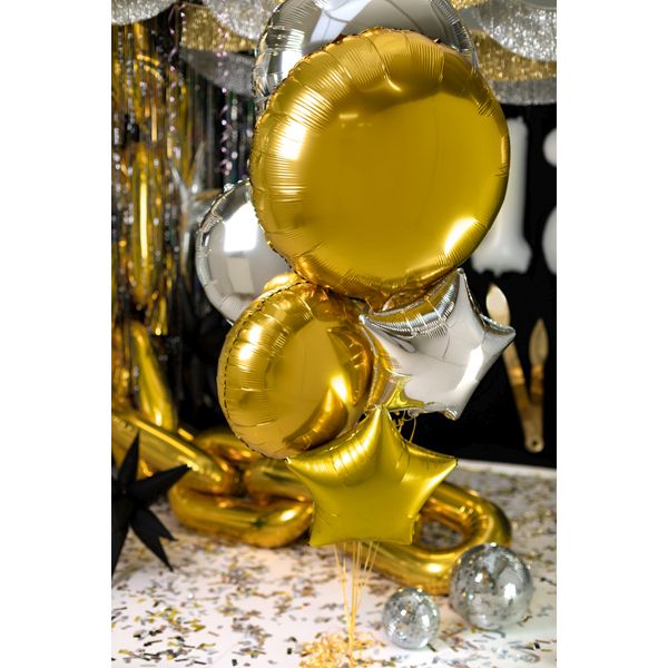 Balon foliowy Partydeco okrągły Pastylka złota 31cal (FB178-019)