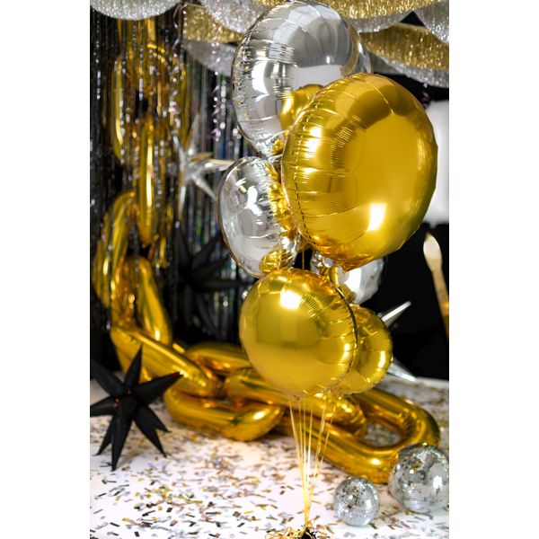 Balon foliowy Partydeco okrągły Pastylka złota 31cal (FB178-019)
