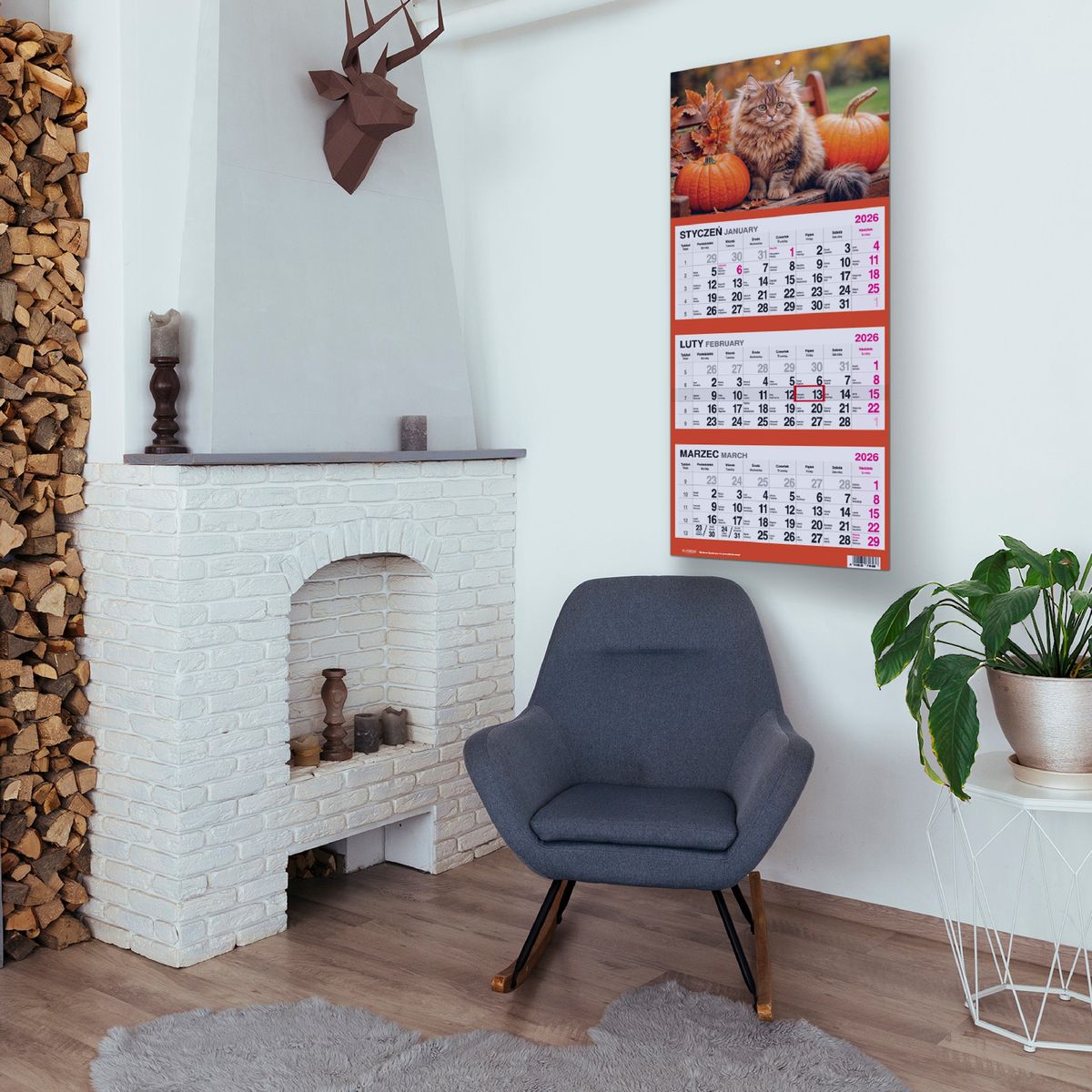 Kalendarz ścienny KOT 310mm x 790mm Press