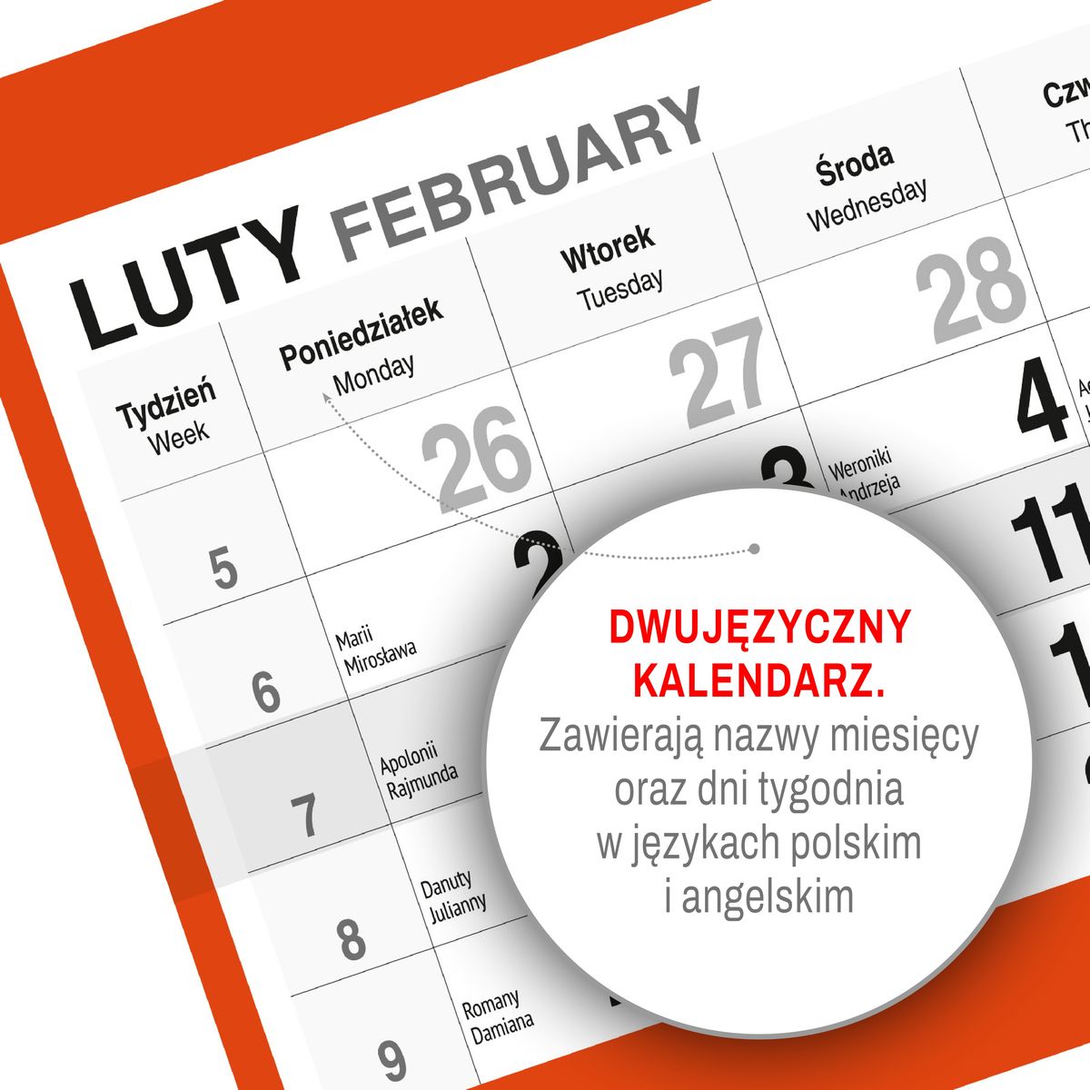 Kalendarz ścienny KOT 310mm x 790mm Press