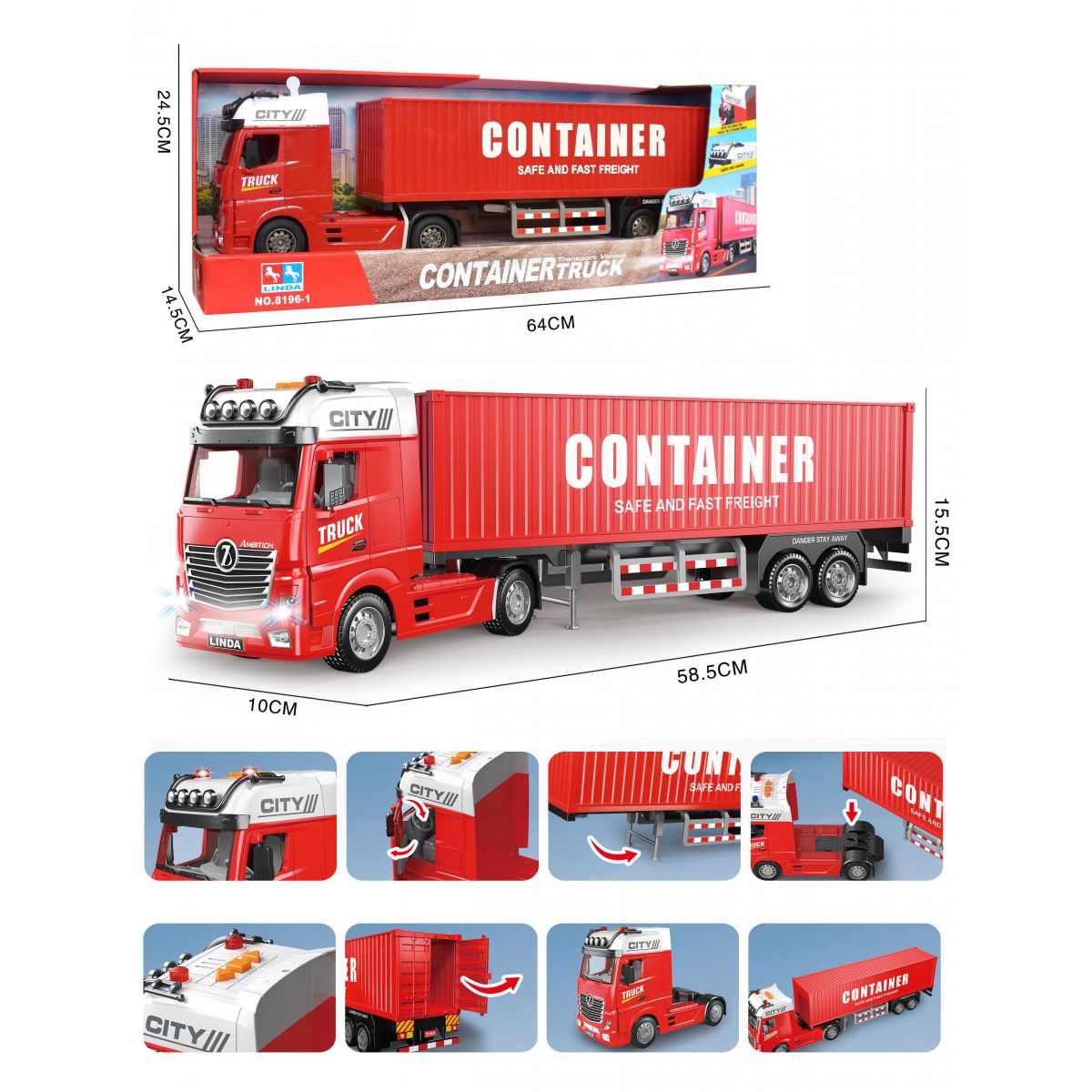 Ciężarówka Lean transportowa czerwona (23114)