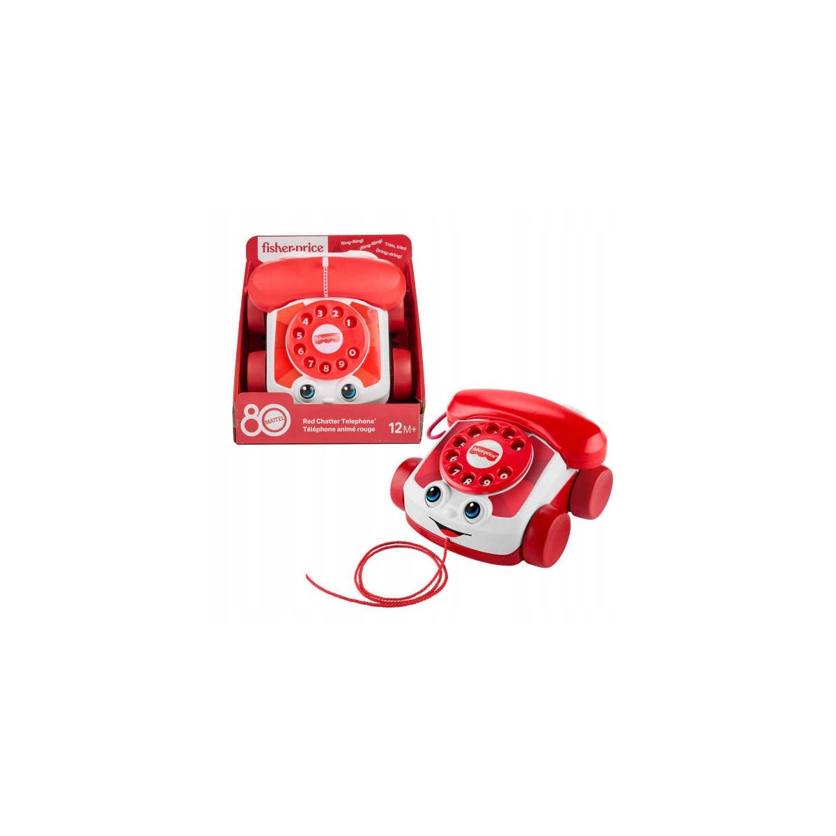Telefon zabawkowy telefonik gadułki czerwony Fisher Price (JGG97)