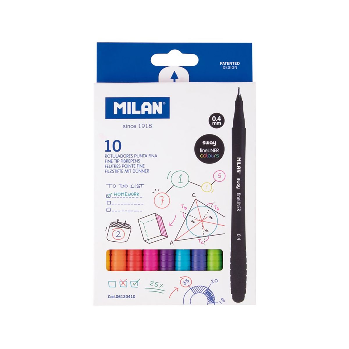 Cienkopis Milan Sway Fineliner, mix 0,4mm 10kol. (6120410)